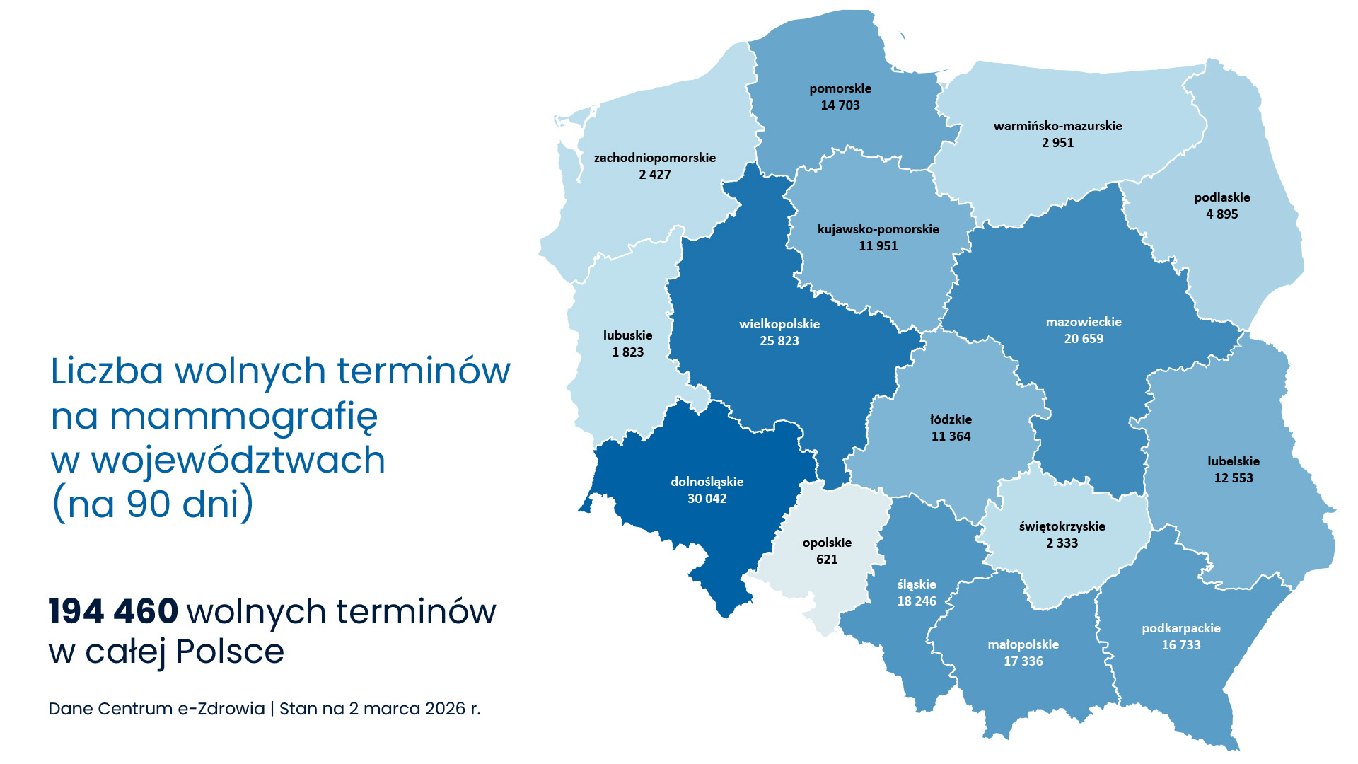 mapa wolnych terminów na mammografię