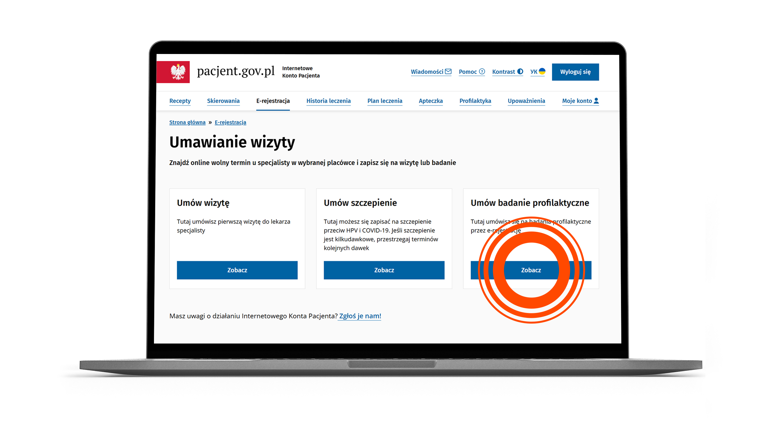 umawianie badań profilaktycznych przez CeR