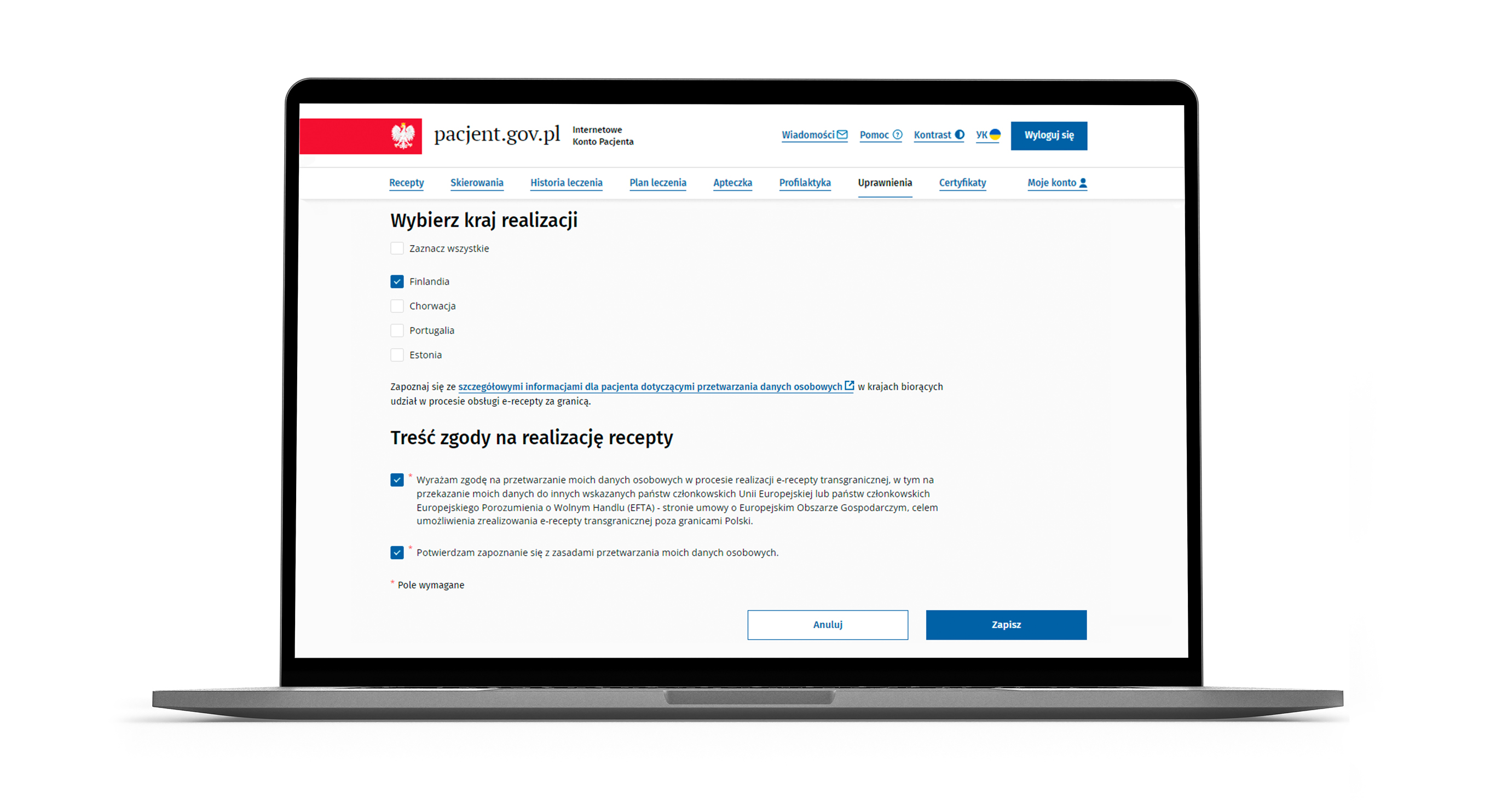 formularz wyrażania zgody